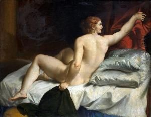 A Nude Woman Reclining On A Bed by Giovanni Lanfranco