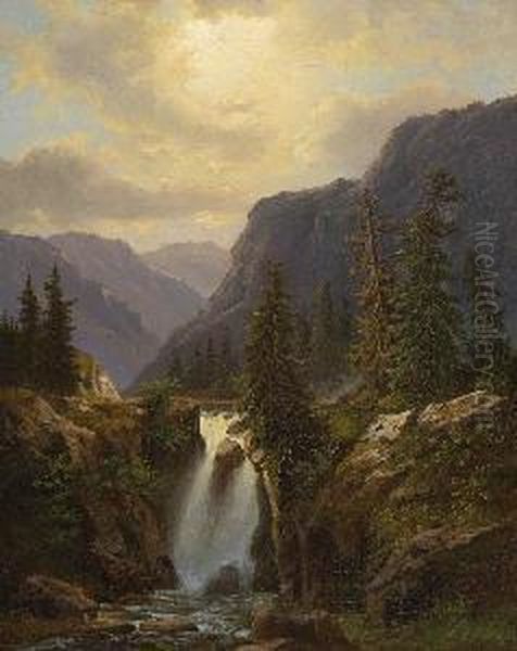 Gebirgslandschaft Mit
Wasserfall. - view 1