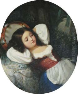 Reclining Tambourine Girl by Louis Lang