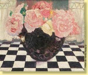 Vase Fleuri De Roses by Maurice Langaskens
