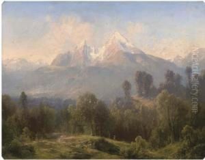 An Alpine Landscape by Julius Lange