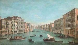 The Grand Canal looking South from the Palazzo Foscari and the Palazzo Moro-Lin to Santa Maria della Carita by (Giovanni Antonio Canal) Canaletto