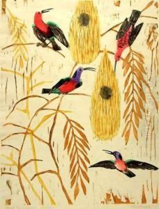 Kolibris Um 1915 Signiert Unten
Rechts Und Als ''hand Selbstdruck Kolibris'' Bezeichnet Unten Links by Otto Lange
