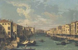 The Grand Canal, looking south-west from the Rialto Bridge to the Palazzo Foscari by (Giovanni Antonio Canal) Canaletto