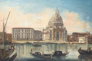 Gondolas before Santa Maria Salute, Venice by (Giovanni Antonio Canal) Canaletto