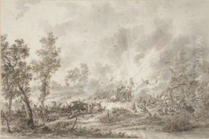 A Military Convoy Surprised By An Explosion by Dirck Langendijk