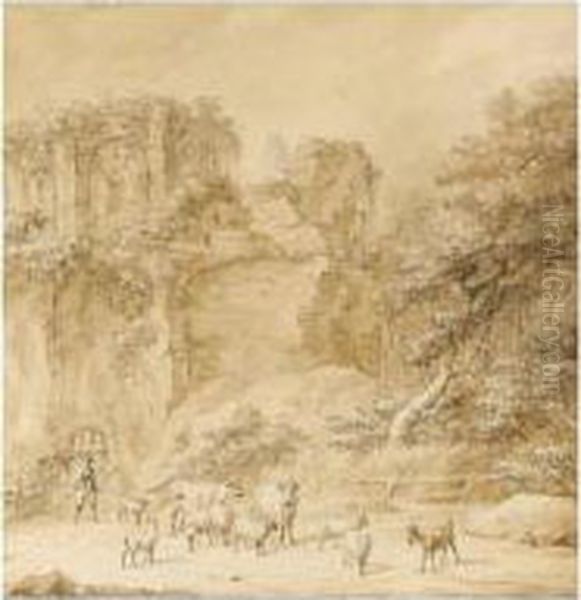 Landscape With Classical Ruins And A Shepherd With His Herd - view 1