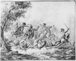 A Cavalry Skirmish by Dirck Langendijk