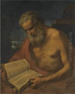 A Hermit Saint Reading In A Landscape, Possibly Saint Jerome