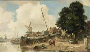 People At Work On A Shipyard