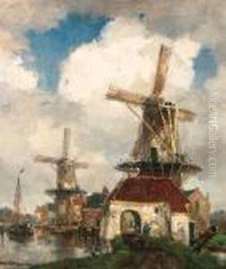 Windmills Along A Canal Windmills Along A Canal