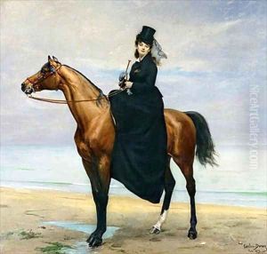 Equestrian Portrait of Mademoiselle Croizette by Charles Emile Auguste Carolus-Duran