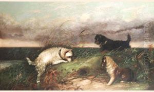 Terriers Rabbiting by J. Langlois