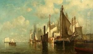 Boats In Harbor by Walter Franklin Lansil
