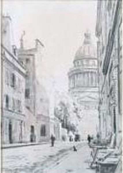 Paris, Le Pantheon, Vu De La Rue D'ulm - view 1