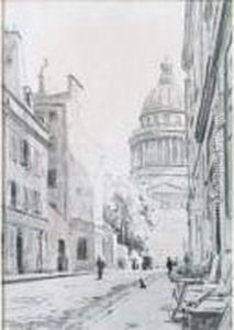 Paris, Le Pantheon, Vu De La Rue D'ulm by Emmanuel Lansyer