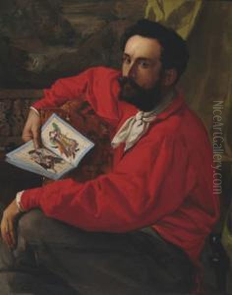 Portrait Presume De Jose Maria De Heredia Regardant Des Estampes Japonaises - view 1