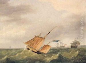 A Three-Masted Schooner In A Swell by Condy, Nicholas Matthews