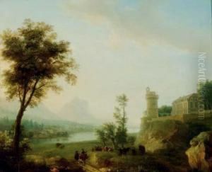 Herders Resting In A Pastoral River Landscape