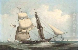 An armed brig heaving-to in the Channel by Condy, Nicholas Matthews