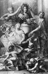 Frontispiece for the French Academy Dictionary by Jean-Baptiste Corneille