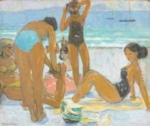 Baigneuses Sur La Plage by Fernand Lantoine