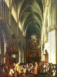 Entrance of Louis XIV 1638-1715 into the Cathedral of Saint Omer by Hippolyte Joseph Cuvelier