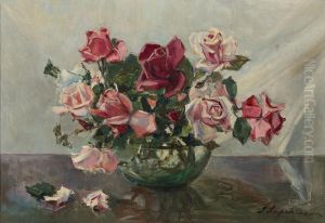 Roses In A Bowl by Georgi Alexandrovich Lapchine