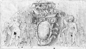 Two putti flanking the arms of a Cardinal of the Aldobrandini family