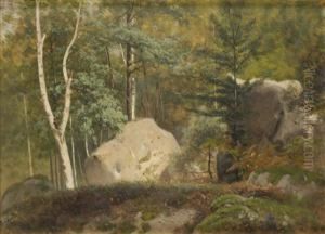 Paysage De La Foret De Fontainebleau by Louis Auguste Lapito