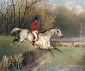 A Huntsman On A Dapple Grey Taking Afence A Huntsman On A Dapple Grey Taking Afence