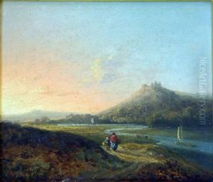 View Over The River Wye 6 X 7ins by John Laporte
