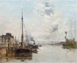 On The Banks Of The Seine by Charles Lapostolet
