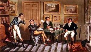 Tom and Jerry taking the hint at Logics being blown up at Point Nonplus by I. Robert and George Cruikshank
