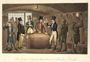 Tom Jerry and Logic tasting wine at London Docks by I. Robert and George Cruikshank