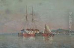 Primeras Maniobras En El Puerto De Montevideo by Manuel Larravide