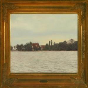 Houses Along The Coast by Adolf Larsen
