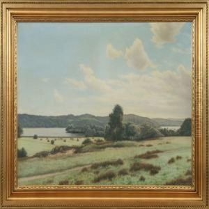 Landscape With Lakes And Threes by Adolf Larsen