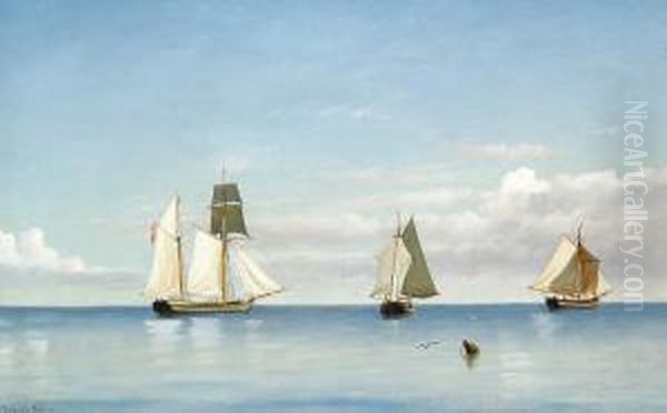 Sailing Ships At Sea On A Calm Day - view 1