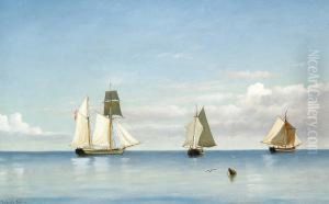 Sailing Ships At Sea On A Calm Day