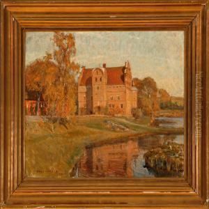 Calm Autumn Day At Hesselagergaard Manor, Denmark by Hugo Valdemar Larsen