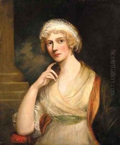 Portrait of lady, half-length, in a white dress and red shawl by Richard Cosway