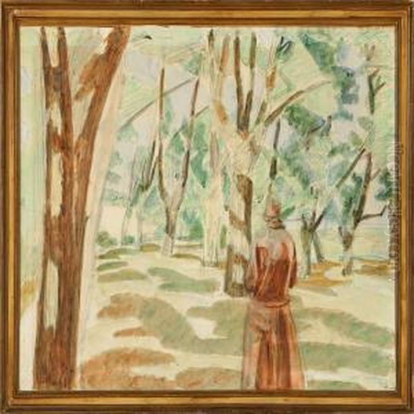 Strolling Woman In The Forest Of Nyso Manor - view 1