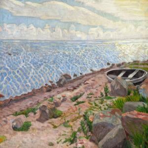 Isefjorden Solskin. Baad I Forgrunden by Niels Larsen Stevns