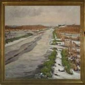 Wintry Scene With Rush by Thorvald Larsen