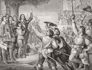 Charles I 1600-49 erecting his standard at Nottingham in the opening scene of the Great Civil War on 25th August 1642 by Charles West Cope