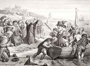 Departure of the Pilgrim fathers from Delft Haven in July 1620 by Charles West Cope