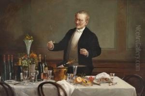 A Gentleman Is Enjoying A Cigar After A Nice Dinner