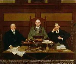 G Blackall Simonds with Gerald Horsley and Mervyn Macartney Presiding over the 25th Anniversary Meeting of the Art Workers Guild at Cliffords Inn Hall Fleet Street London