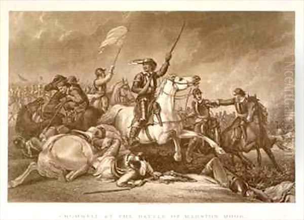 Cromwell leading the charge after being wounded in his right arm at the Battle of Marston Moor - view 1